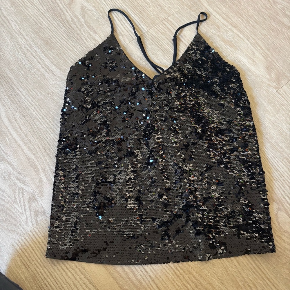 Sequin Black Tank Top